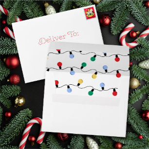 Festive Colorful Christmas Lights Holiday Envelope