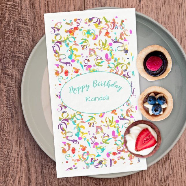 Festive Colorful Confetti  Birthday Celebration Napkin (Creator Uploaded)