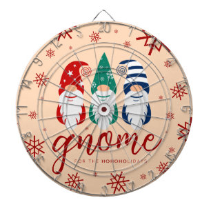 Festive Colorful Funny Gnomes Snowflakes Dartboard
