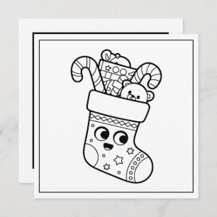 Festive coloring lovers Christmas stocking Holiday Card