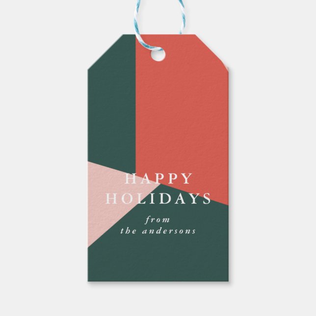 Festive Colour Blocks Christmas Gift Tags (Front)