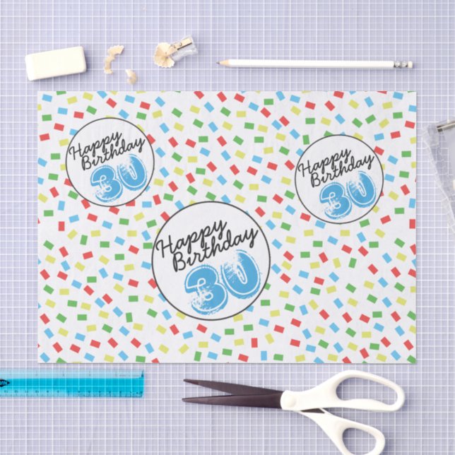 Festive Colourful 30th Birthday Tissue Paper (Craft)