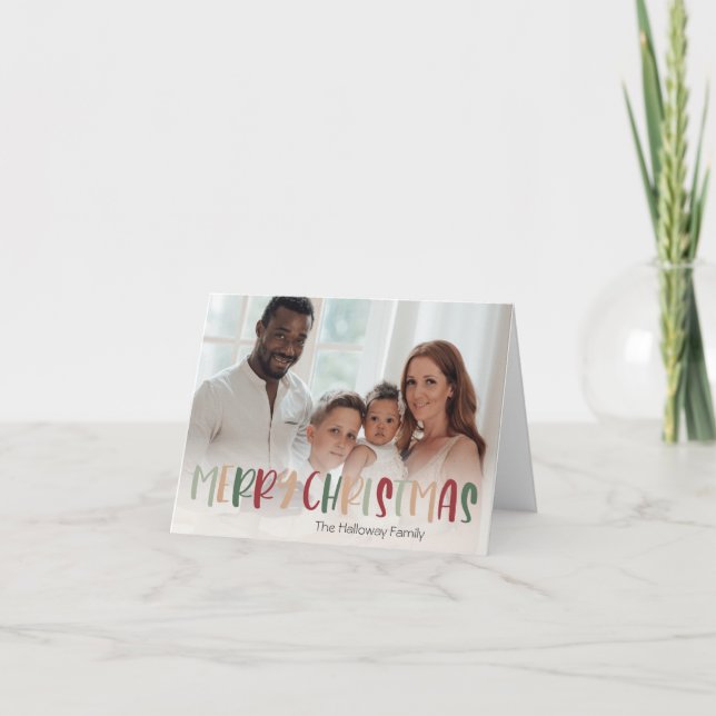 Festive Colourful Christmas Folded Full Photo Holiday Card (Front)