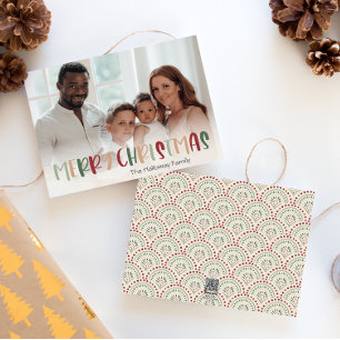 Festive Colourful Christmas Full Photo Holiday Card