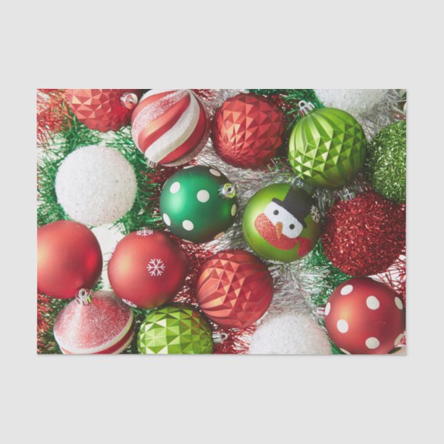 Festive Colourful Christmas Ornaments  Tissue Paper (Front)