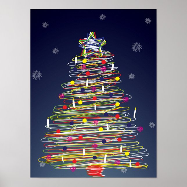 Festive Colourful Christmas Tree (Customise It!) Poster (Front)