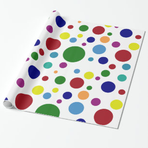 Festive Colourful Dots in Different Colours on Wrapping Paper