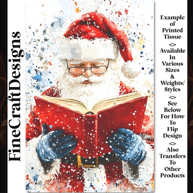 Festive Colourful Father Christmas AY6 Decoupage Tissue Paper (Creator Uploaded)