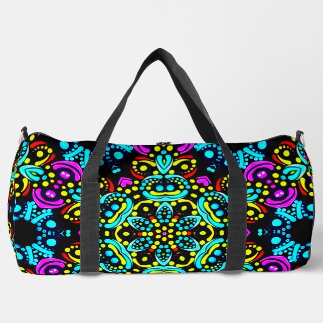 Festive Colourful Geometric Design Duffel Bag (Front)