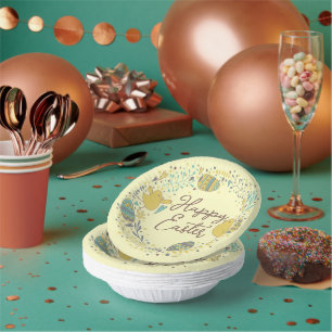 Festive Colourful Happy Easter Chicks & Wreath Paper Plate