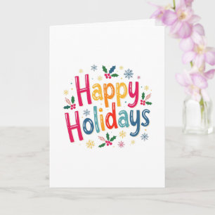 Festive Colourful Happy Holidays Christmas  Card