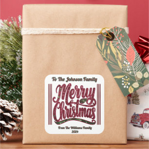 Festive Colourful Merry Christmas Square Sticker