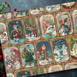 Festive Colourful Ornate Victorian Christmas Cards Tissue Paper