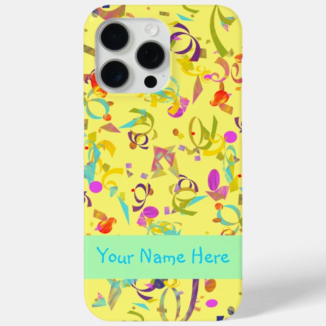 Festive Colourful Party Confetti Toss Over Yellow Case-Mate iPhone Case (Back)