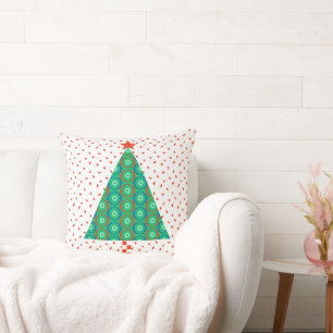 Festive Colourful Patchwork Christmas Tree Cushion