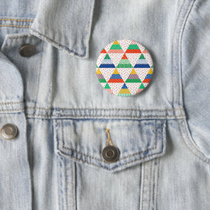 Festive Colourful Patchwork Christmas Triangles 6 Cm Round Badge