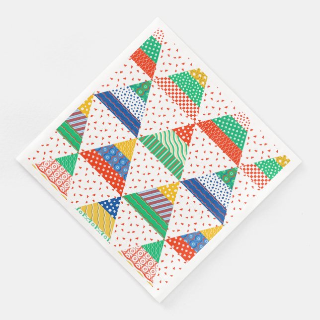 Festive Colourful Patchwork Christmas Triangles Napkin (Corner)