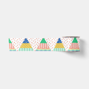 Festive Colourful Patchwork Christmas Triangles Satin Ribbon