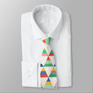 Festive Colourful Patchwork Christmas Triangles Tie