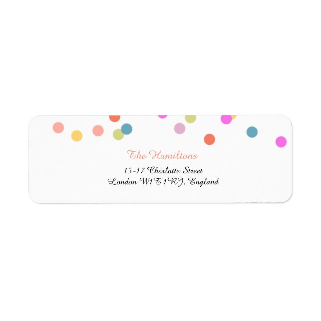 Festive Confetti Wedding Return Address Labels (Front)