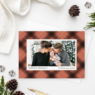 Festive Copper and Rose Gold Tartan Plaid Photo