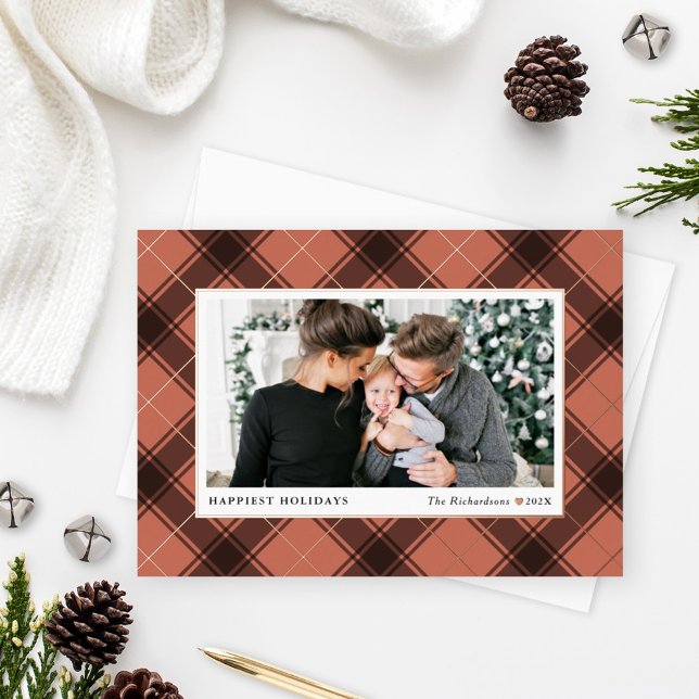 Festive Copper and Rose Gold Tartan Plaid Photo (Creator Uploaded)