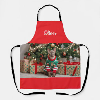 Festive Cornish Rex Cat Christmas Personalised Apron