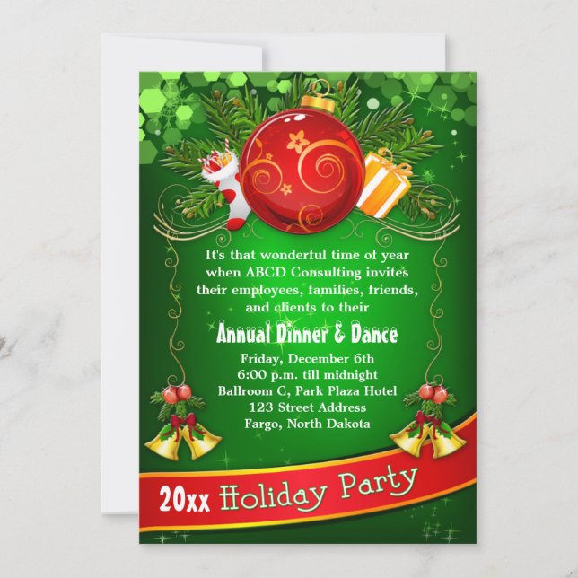 Festive Corporate Holiday Party Invitation (Front)