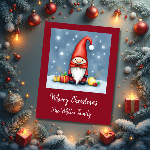 Festive cosy christmas gnome in Disguise  Holiday Card