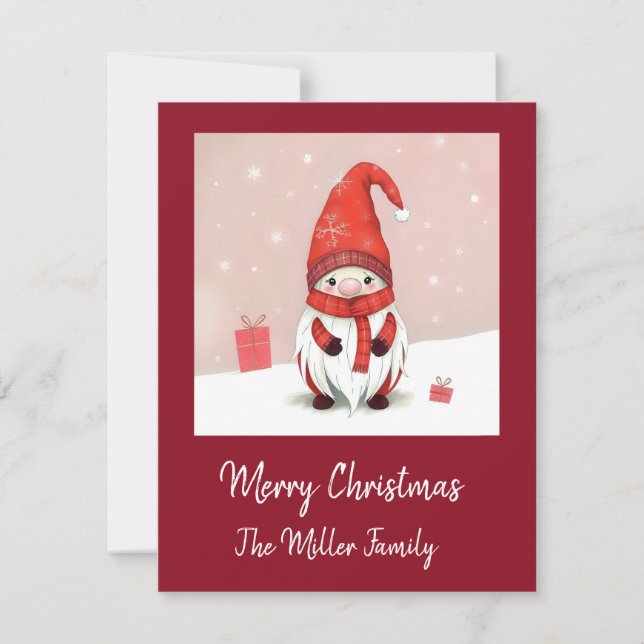 Festive cosy christmas gnome in Disguise  Holiday Card (Front)