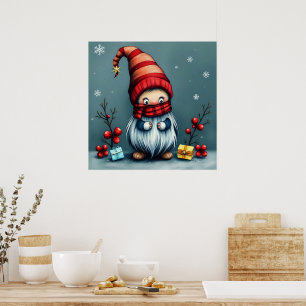Festive cosy christmas gnome in Disguise Poster