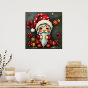 Festive cosy christmas gnome in Disguise Poster