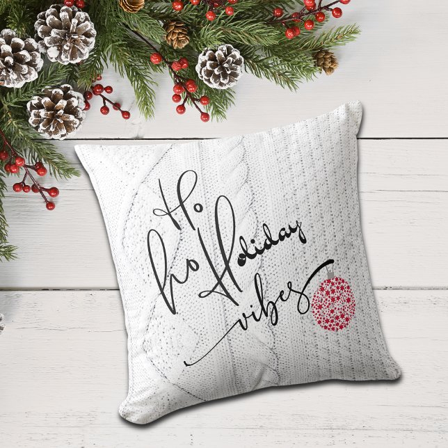 Festive Cosy Cream Sweater Texture Holiday Vibes Cushion (Creator Uploaded)