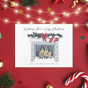 Festive Cosy Fireplace Christmas Card