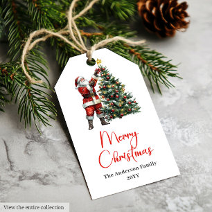 Festive Cosy Santa Claus Red White Rustic Holiday Gift Tags