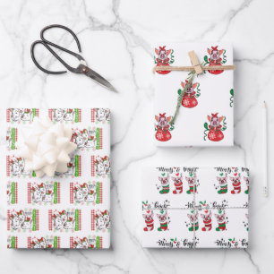 festive Country Christmas pigs tiled Wrapping Paper Sheet