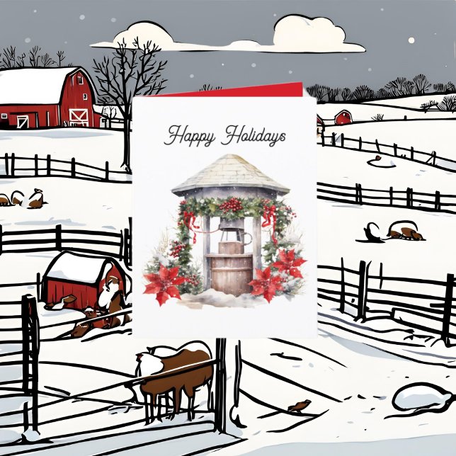 Festive Country Christmas well add text Holiday Card (Creator Uploaded)