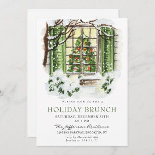 Festive Country Holiday Christmas HOLIDAY BRUNCH Invitation
