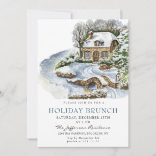 Festive Country Holiday Christmas HOLIDAY BRUNCH Invitation