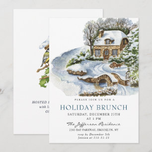 Festive Country Holiday Christmas HOLIDAY BRUNCH Invitation