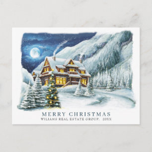 Festive Country Holiday House Christmas Corporate Postcard