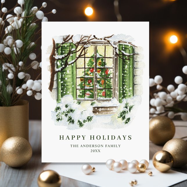 Festive Country Holiday House Christmas Greeting Postcard (Creator Uploaded)
