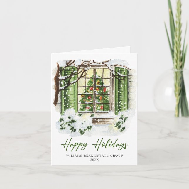 Festive Country House Christmas Corporate Greeting Holiday Card (Front)
