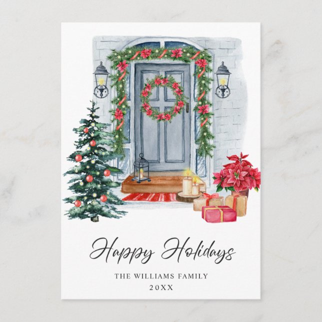 Festive Country House Christmas Greeting Holiday C Card (Front)