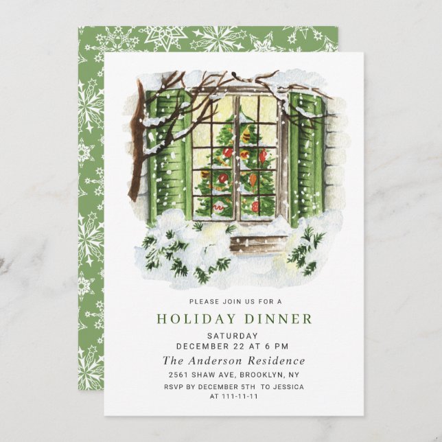 Festive Country House CHRISTMAS HOLIDAY BRUNCH Invitation (Front/Back)