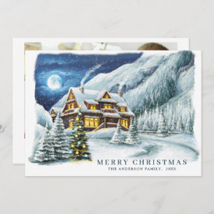 Festive Country House Christmas House Greeting Holiday Card