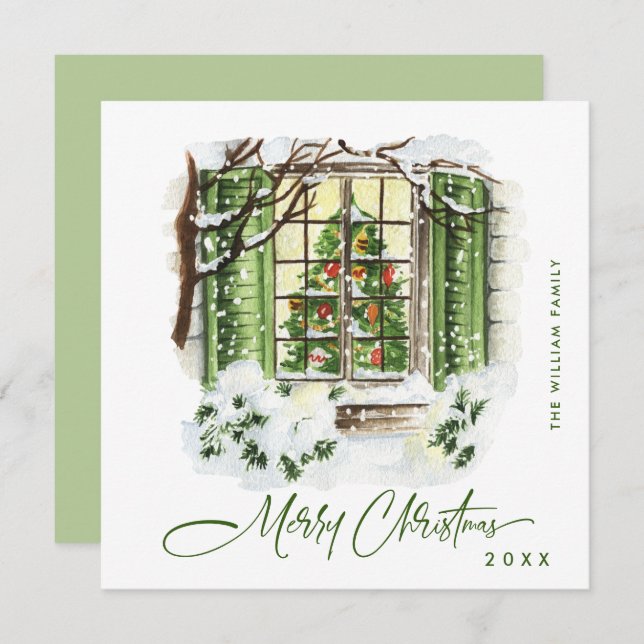 Festive Country House Christmas House Greeting Holiday Card (Front/Back)