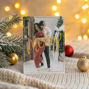 Festive Couple Christmas  - Modern Framed Merry Holiday Card
