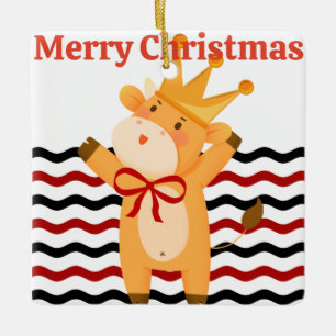 Festive Cow Christmas, Pretty And Elegant Ceramic Ornament