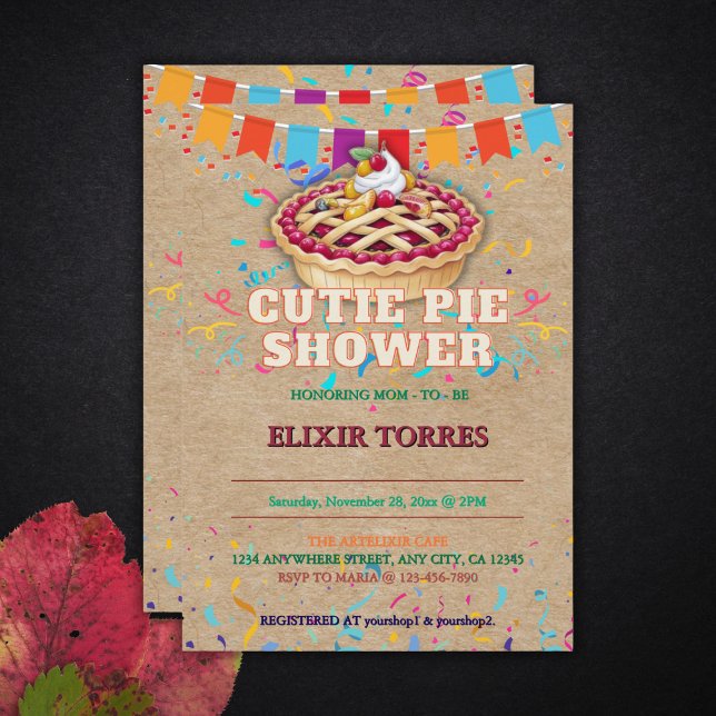 Festive Craft Cutie Pie Party Baby Shower Invitation (Creator Uploaded)